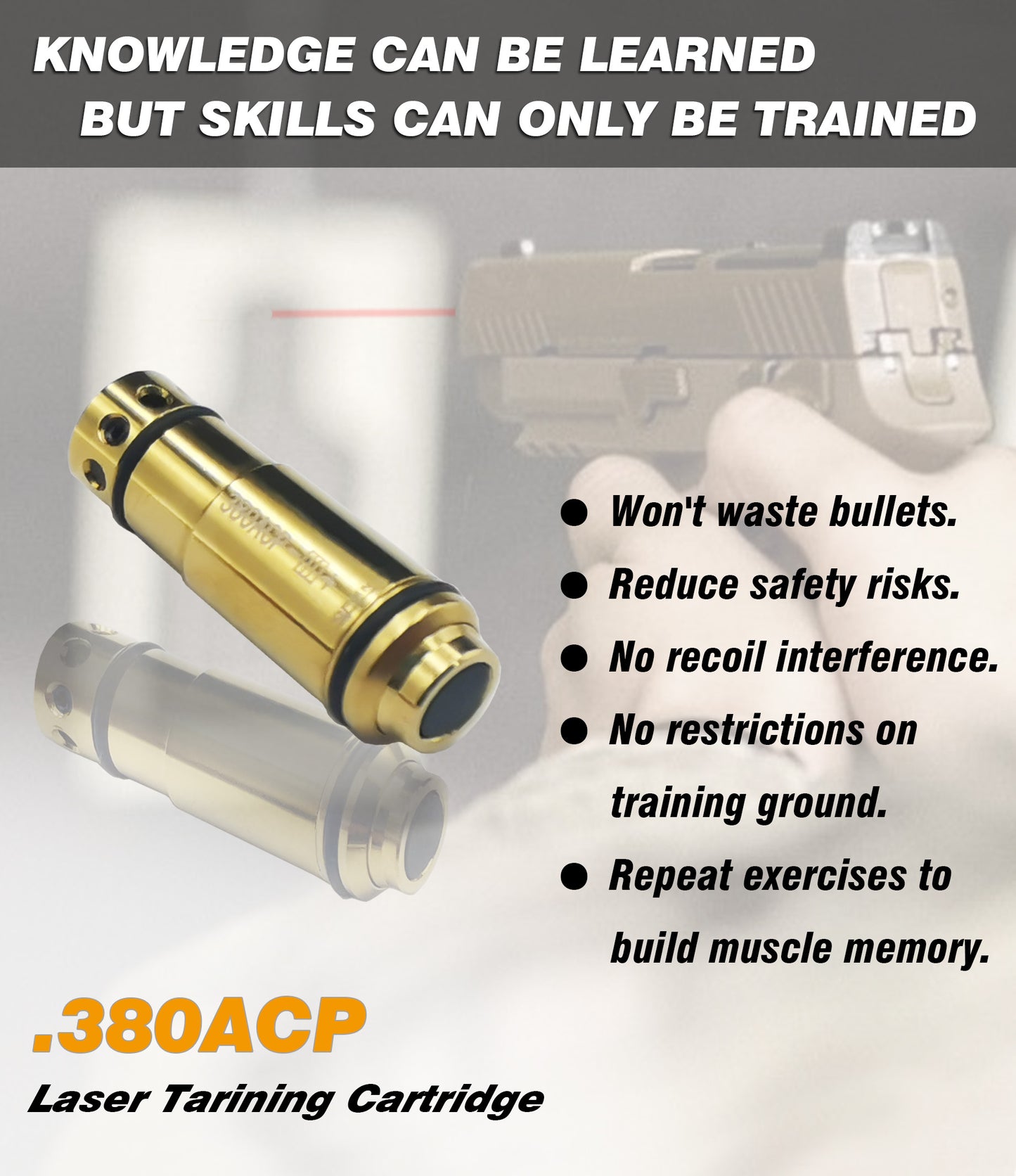 Dry Fire Training Sytem-380 ACP Laser Training Cartridge Comes with Spare Switch Cap