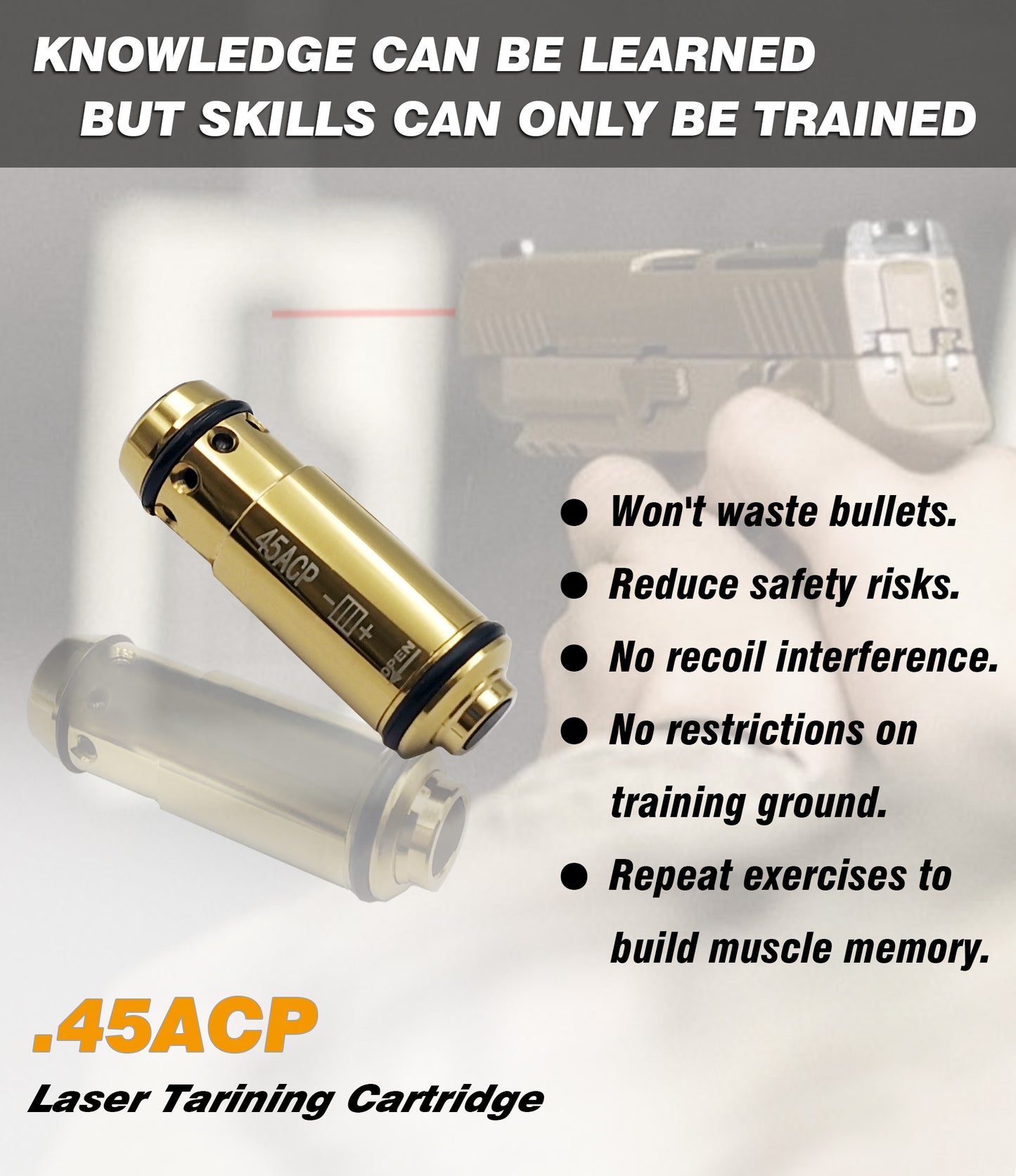 Dry Fire Training Sytem-45 ACP Laser Training Cartridge Comes with Spare Switch Cap