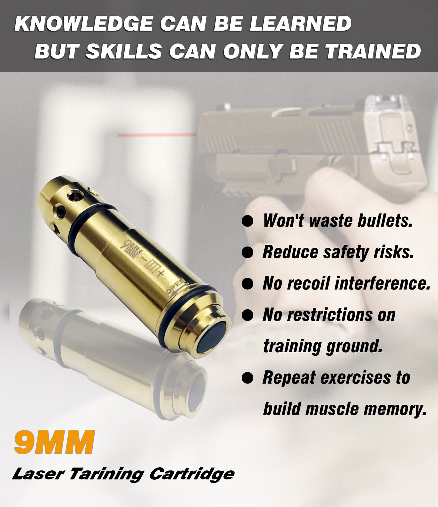 Dry Fire Training Sytem-9MM Laser Training Cartridge Comes with Spare Switch Cap