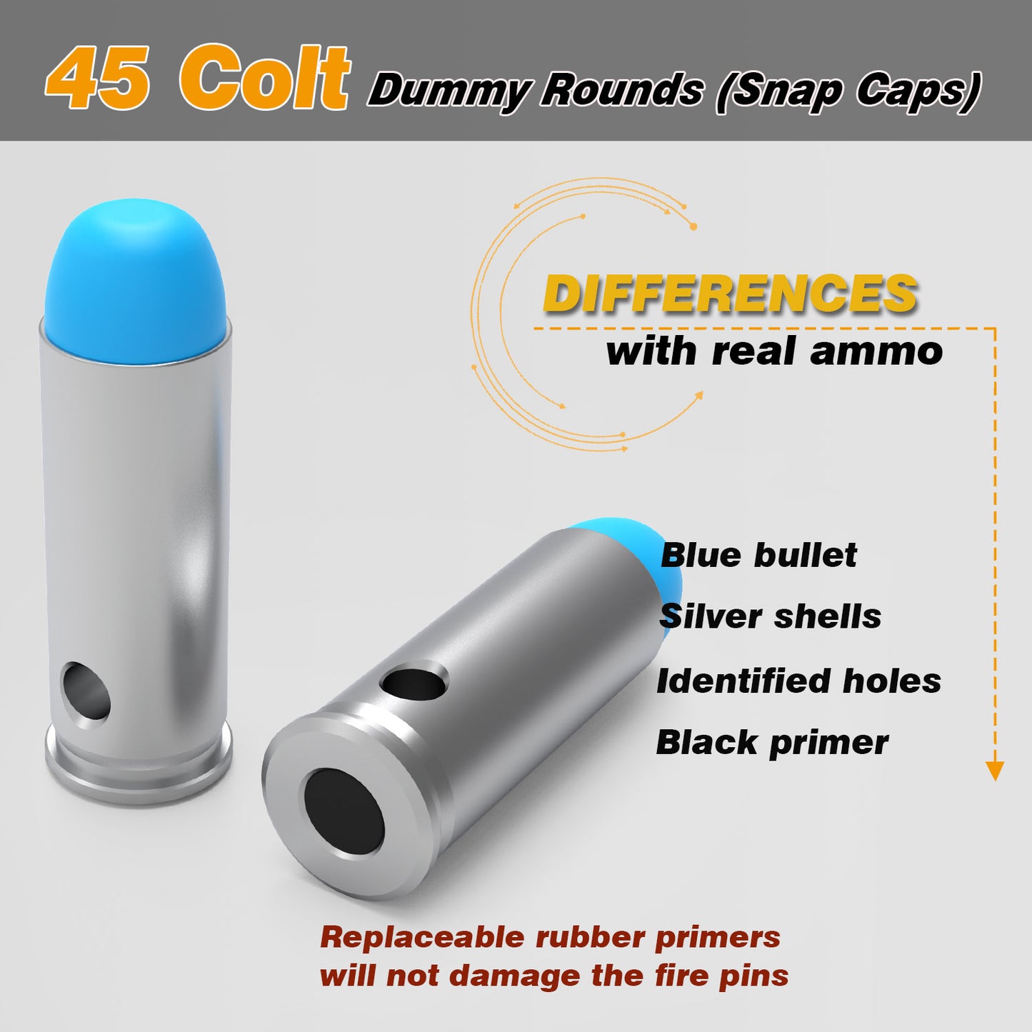Pro .45 COLT Dummy Rounds (Snap Caps) 6Pcs