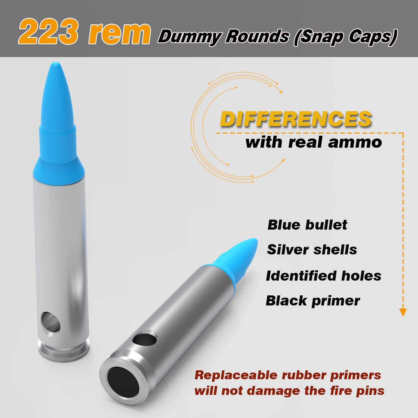 Pro .223 REM Dummy Rounds (Snap Caps) 8Pcs