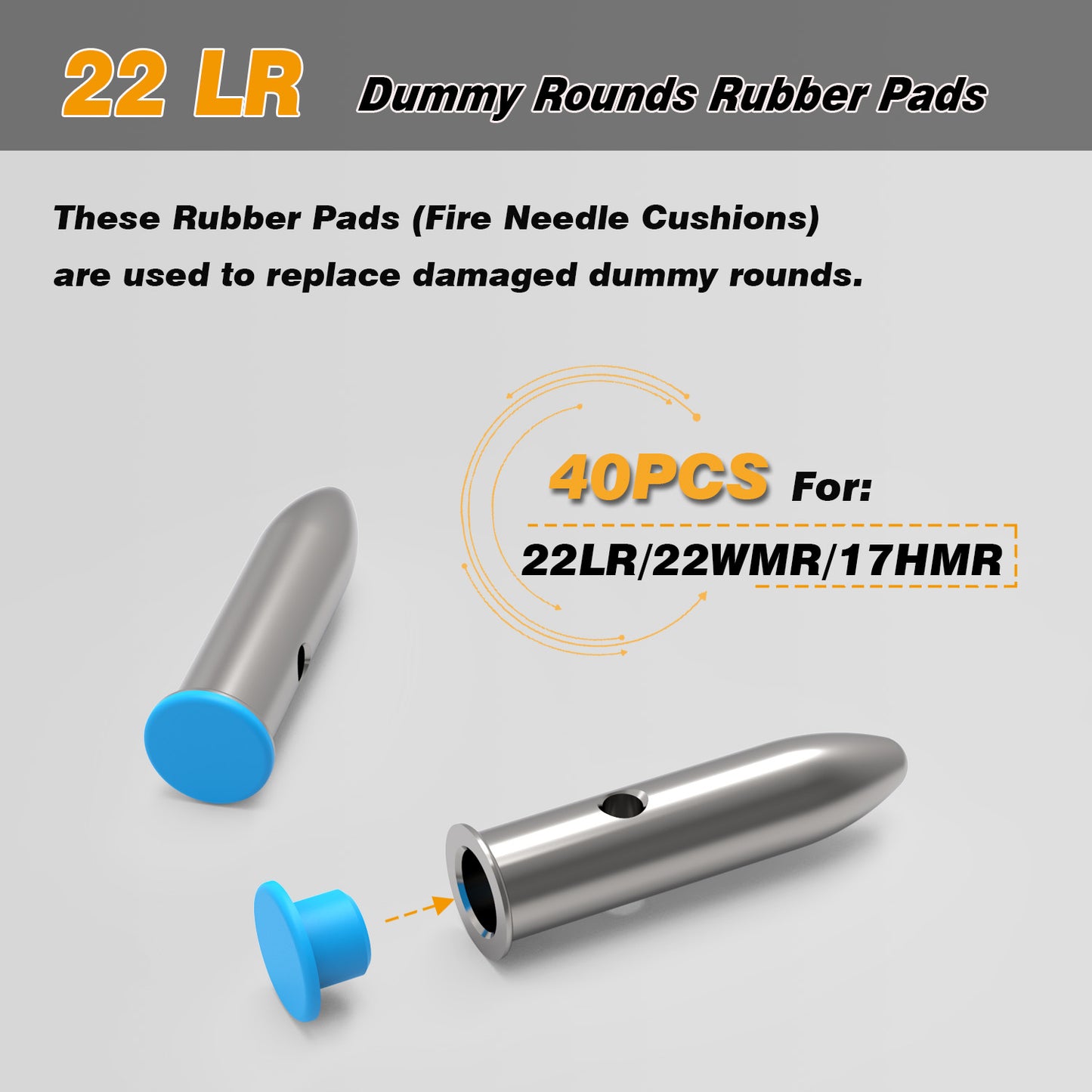 BOOLIT EYE 22LR Training Snap Caps for Dry Fire Training Dummy Rounds Rubber Pads (40pcs)