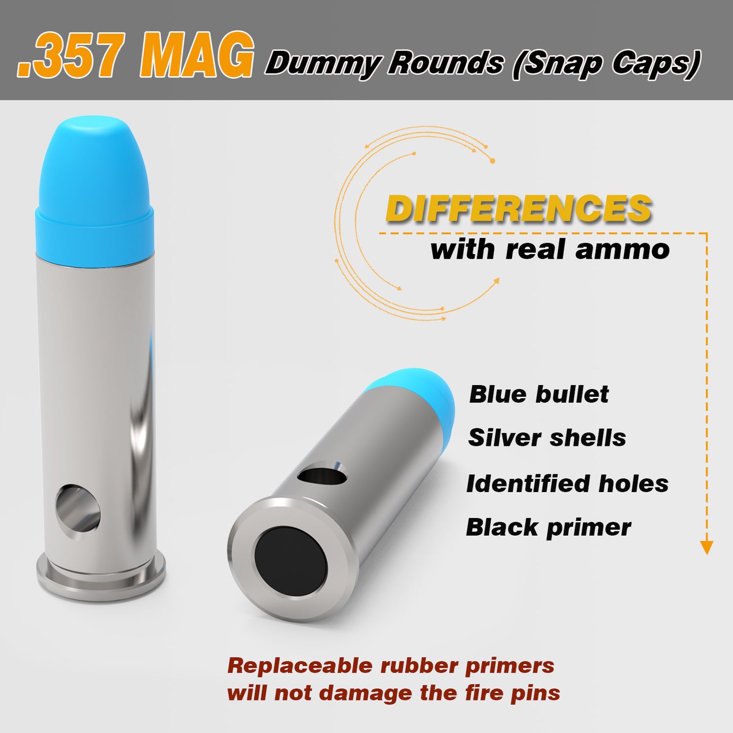 Pro .357 MAG Dummy Rounds (Snap Caps) 6Pcs