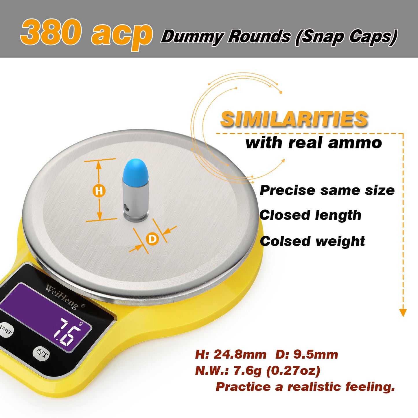 Pro .380 ACP Dummy Rounds (Snap Caps) 10Pcs