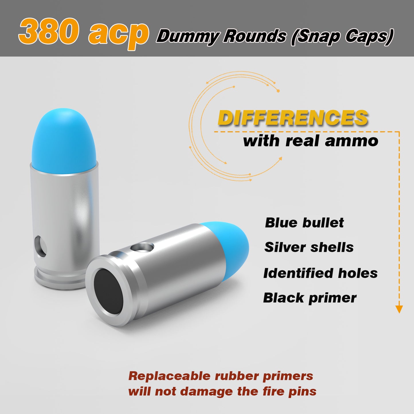 Pro .380 ACP Dummy Rounds (Snap Caps) 10Pcs