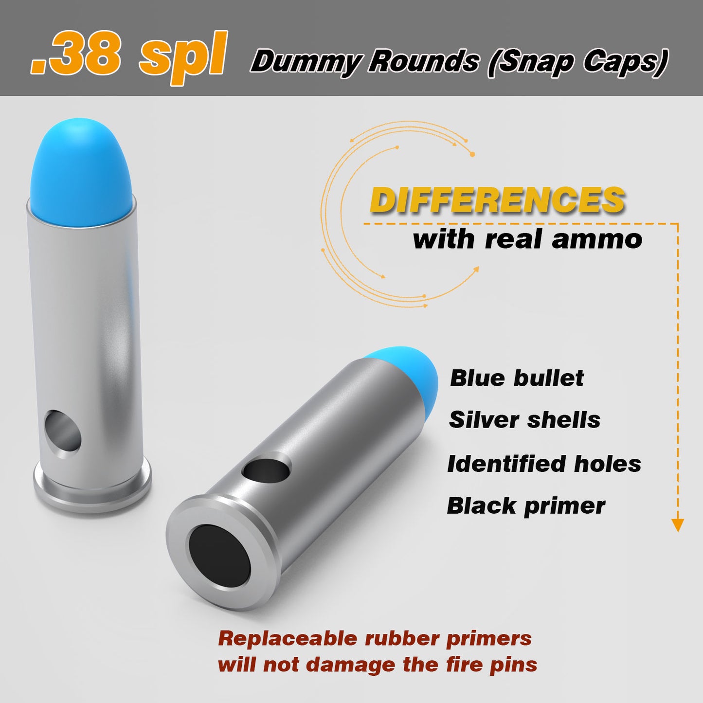 Pro .38 SPL Dummy Rounds (Snap Caps) 6Pcs