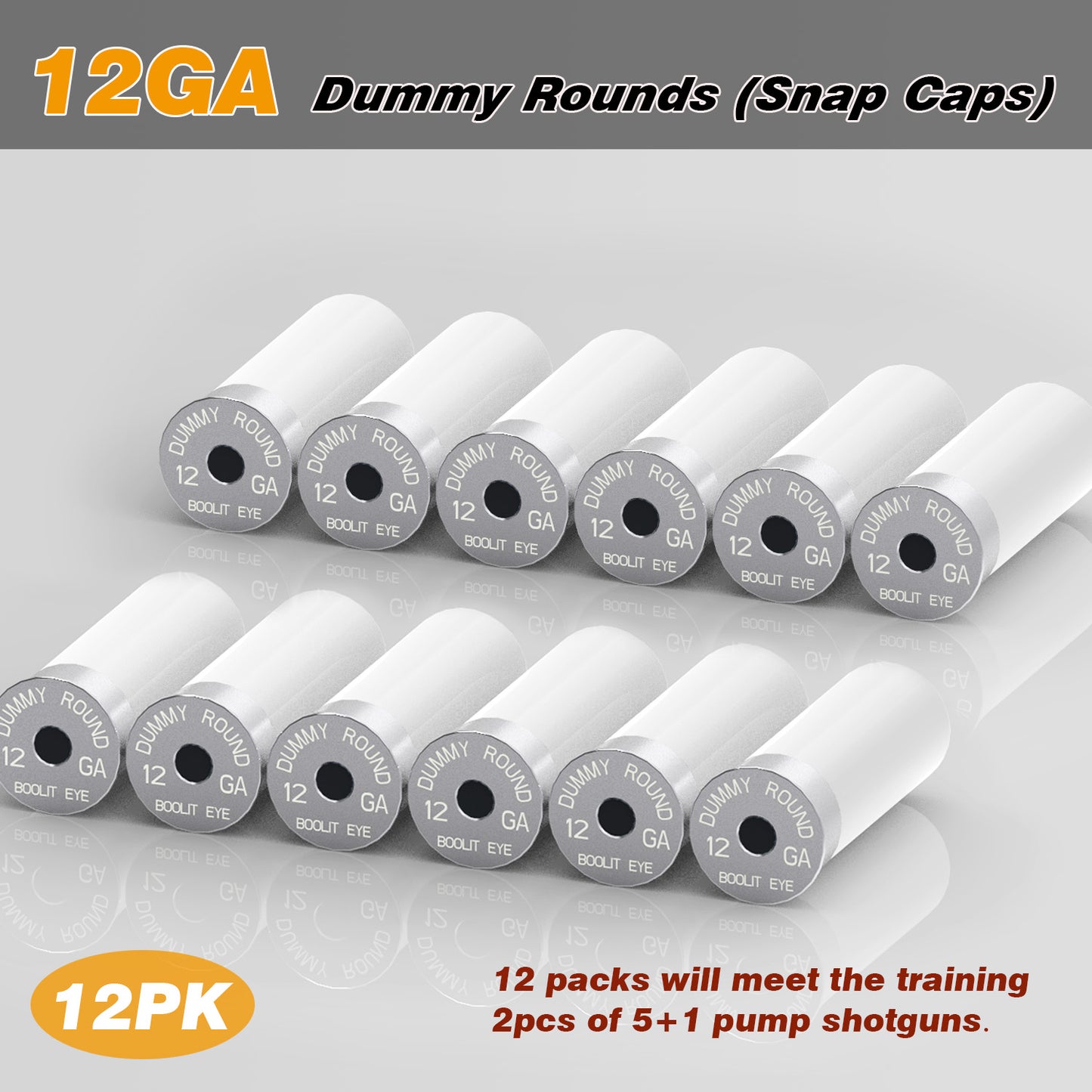 Pro 12 GA Dummy Rounds (Snap Caps) 12Pcs