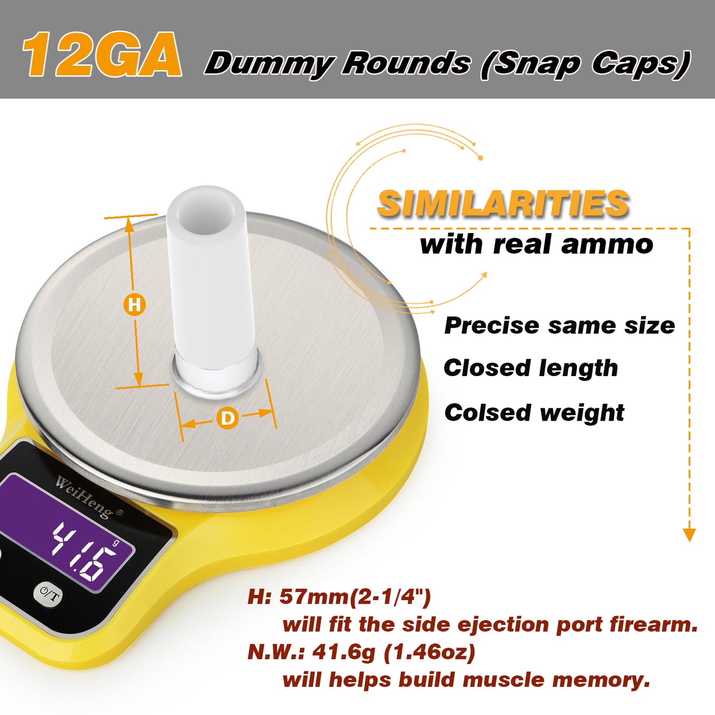 Pro 12 GA Dummy Rounds (Snap Caps) 12Pcs