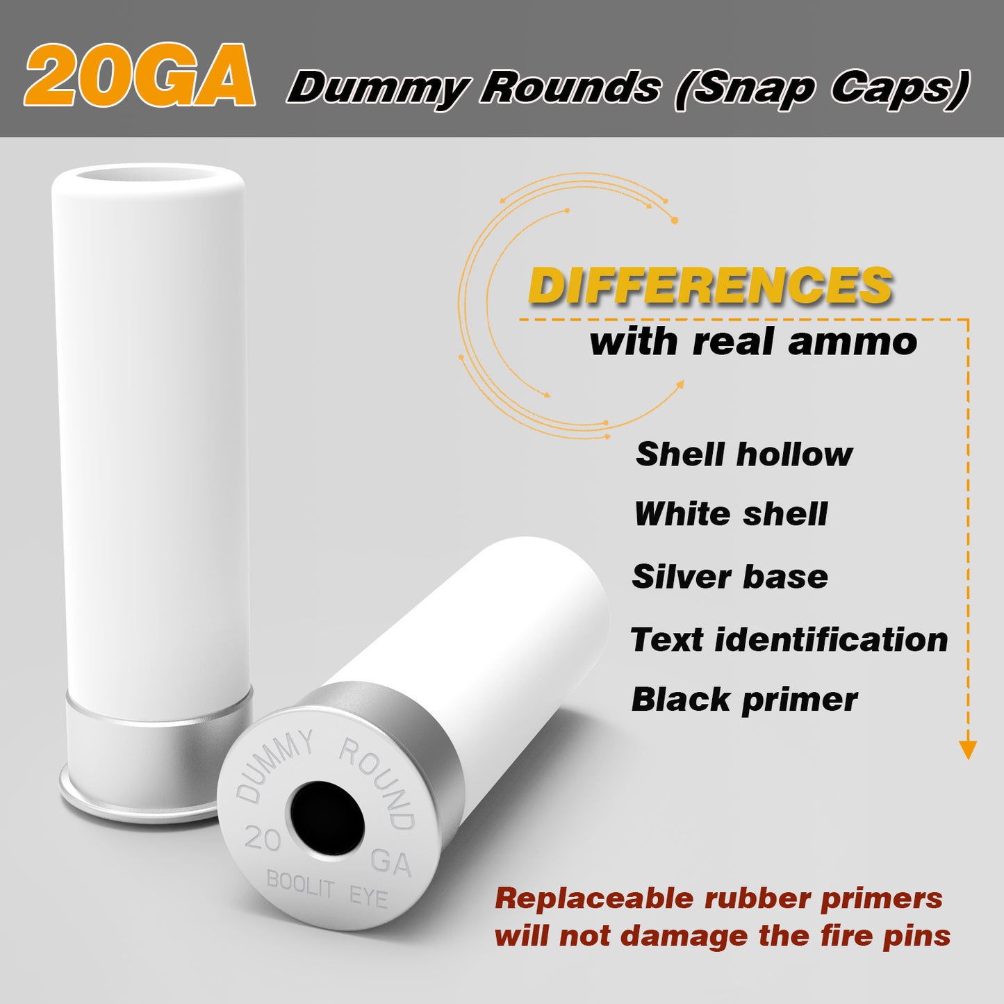 Pro 20 GA Dummy Rounds (Snap Caps) 12Pcs