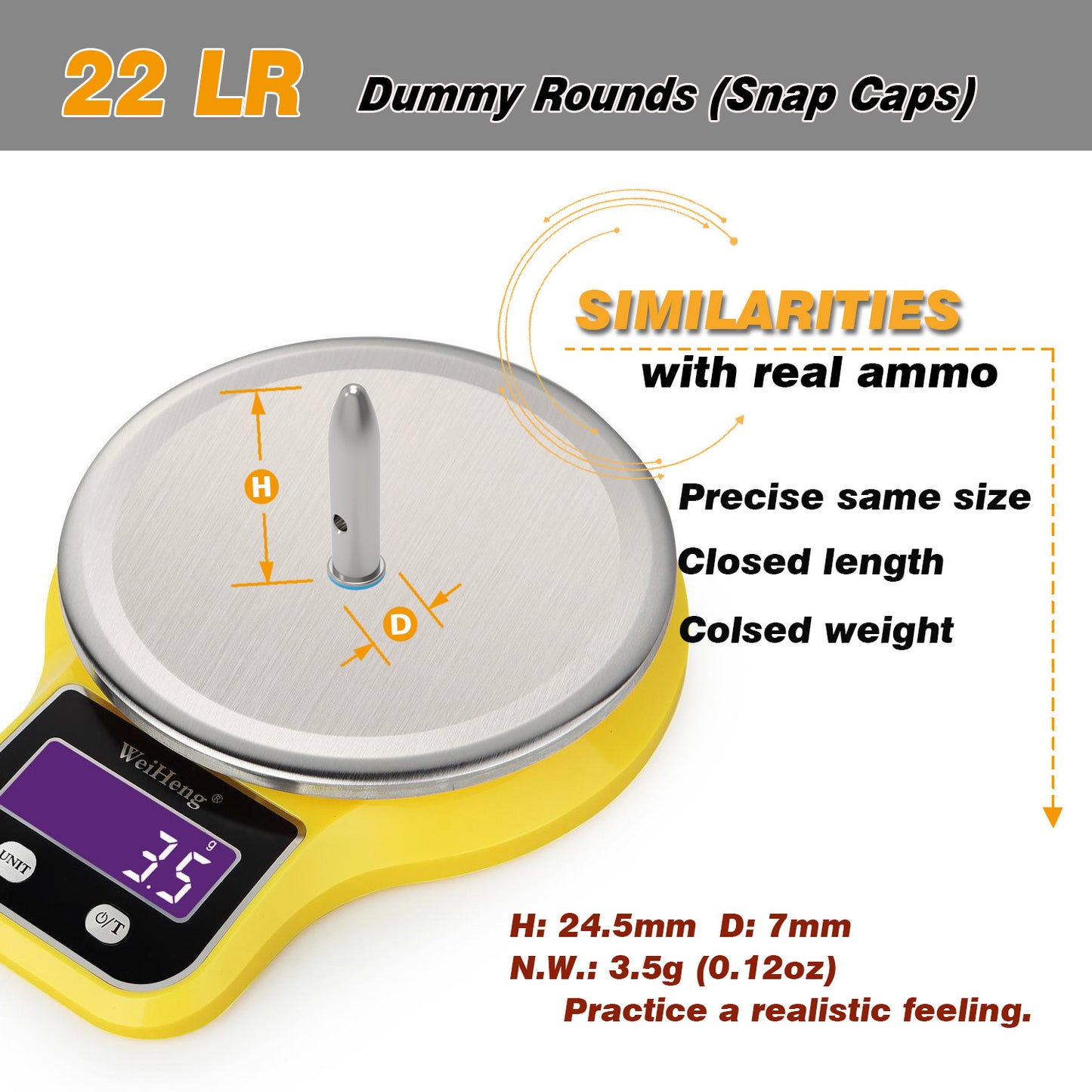 Pro .22 LR Dummy Rounds (Snap Caps) 24Pcs