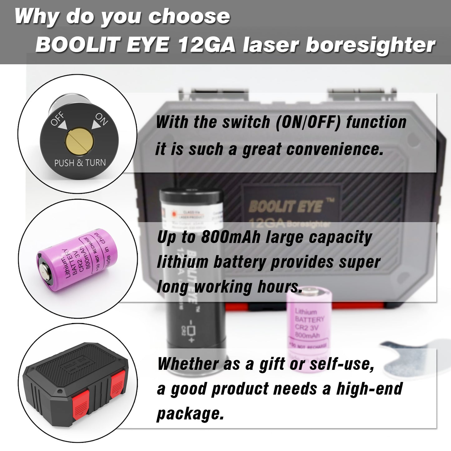 12GA Red Laser Boresighter Comes with Switch