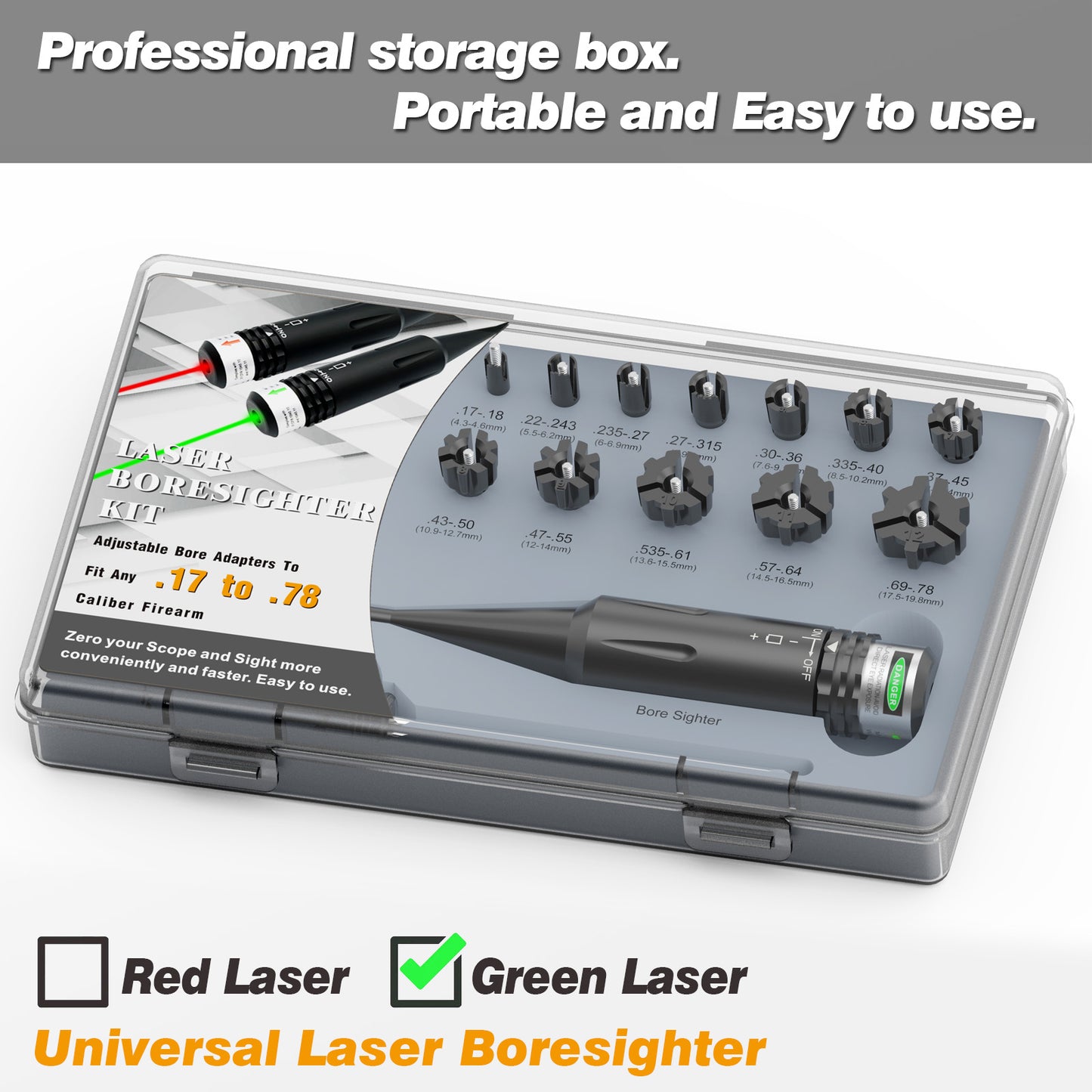 Universal Multi-caliber Green Laser Boresighter Kit