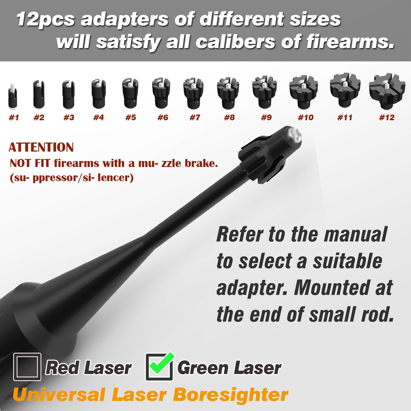 Universal Multi-caliber Green Laser Boresighter Kit