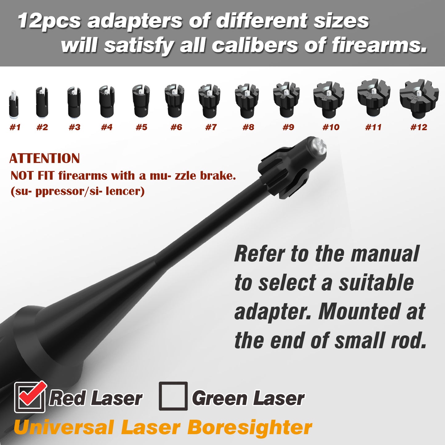 Universal Multi-caliber Red Laser Boresighter Kit