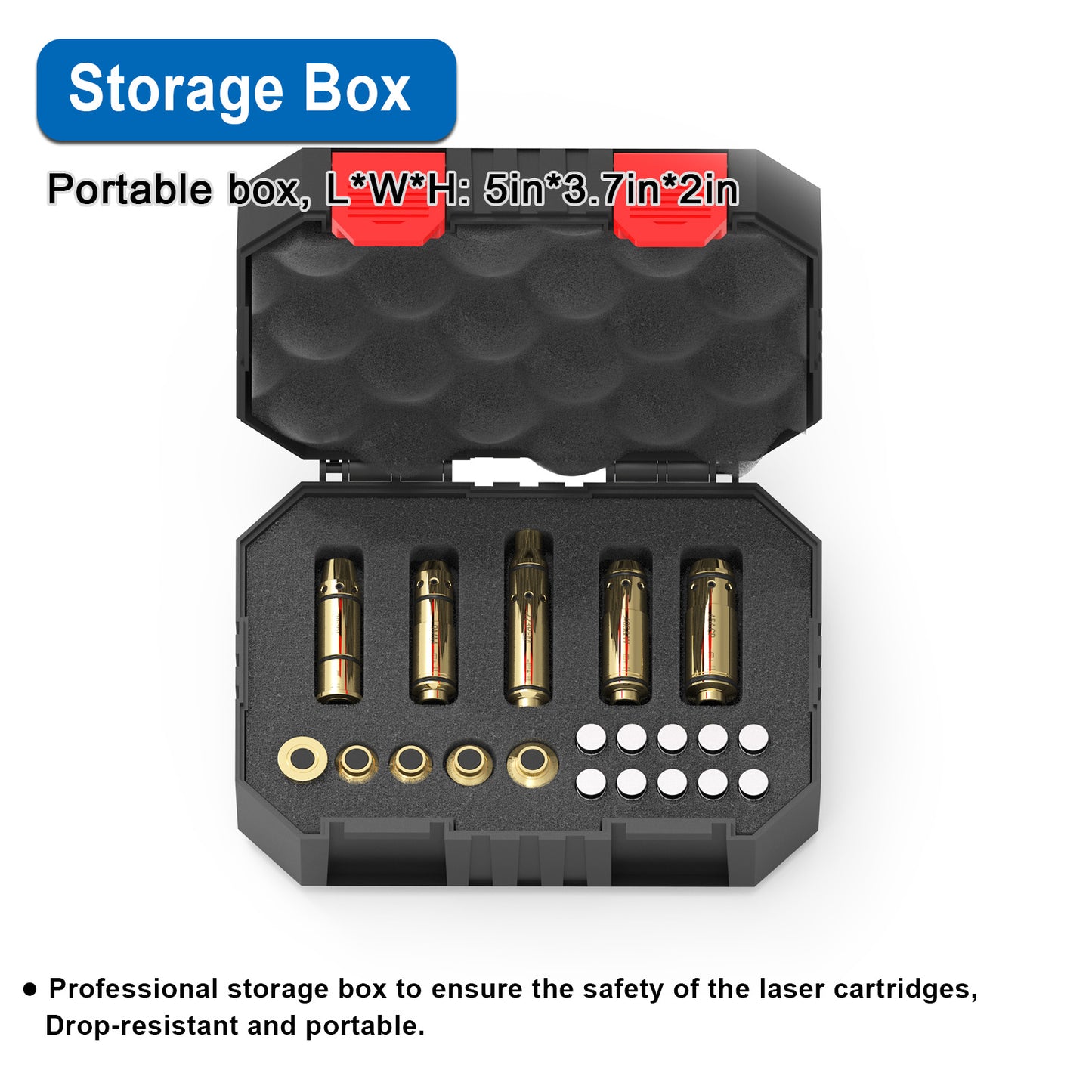 9mm/223Rem/38Spl/40S&W/45ACP Dry Fire Training Cartridge Integrated Snap Cap for Dry Fire Trainer, Red Dot Beam Bullet with Double O-Ring