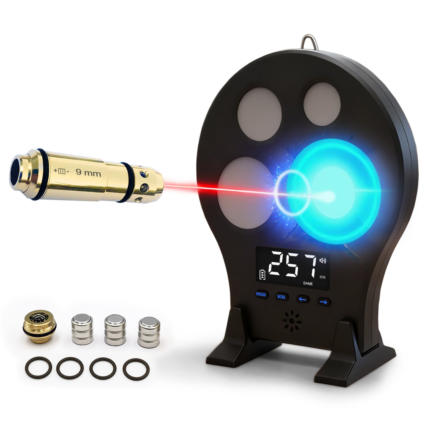 Dry Fire Laser Training Target with 4-Zone Scoring – Portable Dry-Fire System for Indoor Shooting Practice with 3 Training Modes(9mm Kit)