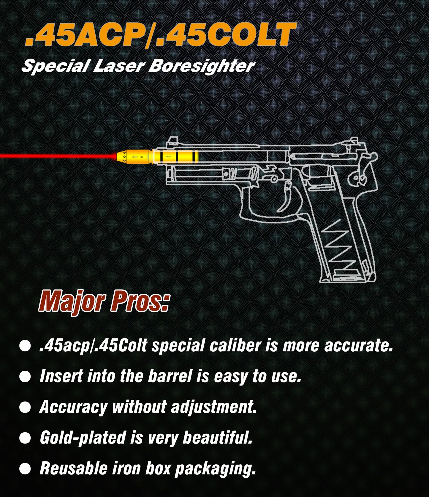 Special Laser Boresighter (End Barrel Laser Bore Sight)-45ACP/45LC