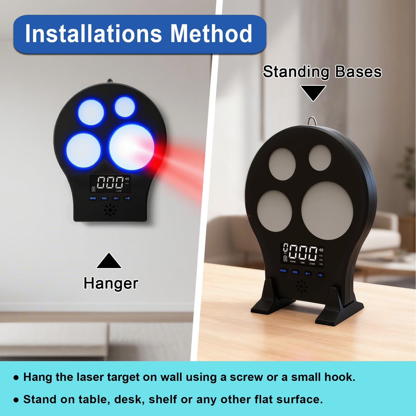 Dry Fire Laser Training Target with 4-Zone Scoring – Portable Dry-Fire System for Indoor Shooting Practice with 3 Training Modes(9mm Kit)