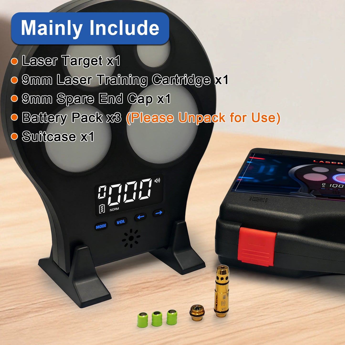 Dry Fire Laser Training Target with 4-Zone Scoring – Portable Dry-Fire System for Indoor Shooting Practice with 3 Training Modes(9mm Kit)